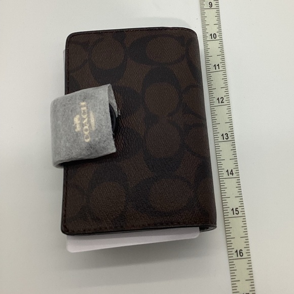 2143. Coach Bi-Fold Wallet Brown/Black Gold Signature Leather NWT - Picture 5 of 7